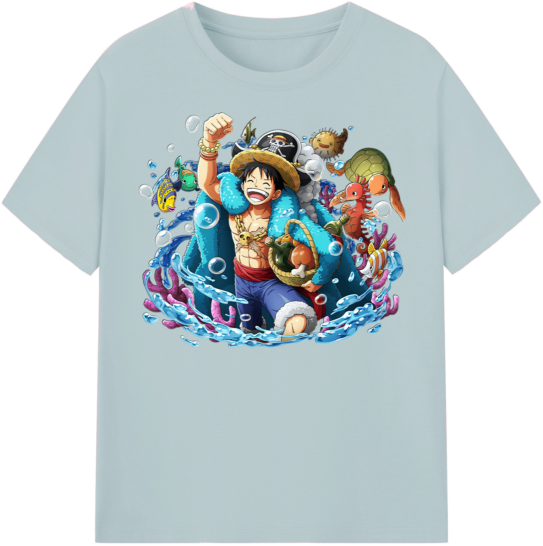 ワンピース モンキー・D・ルフィ ONE PIECE Monkey D. Luffy 綿100％半袖Tシャツ（フロントプリント）